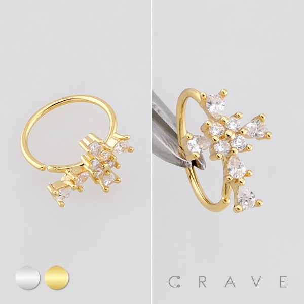MULTI CZ CROSS 316L SURGICAL STEEL NOSE HOOP NOSE RING